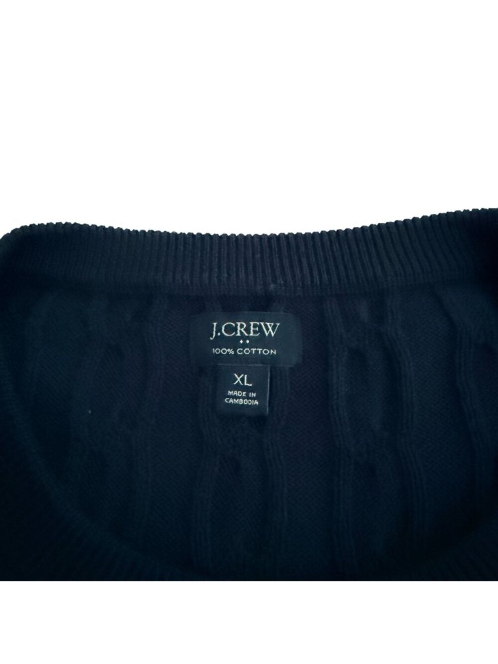J.Crew Men's Navy Cable-Knit Crewneck Sweater XL 100% Cotton Style #BV493 - Picture 4 of 14